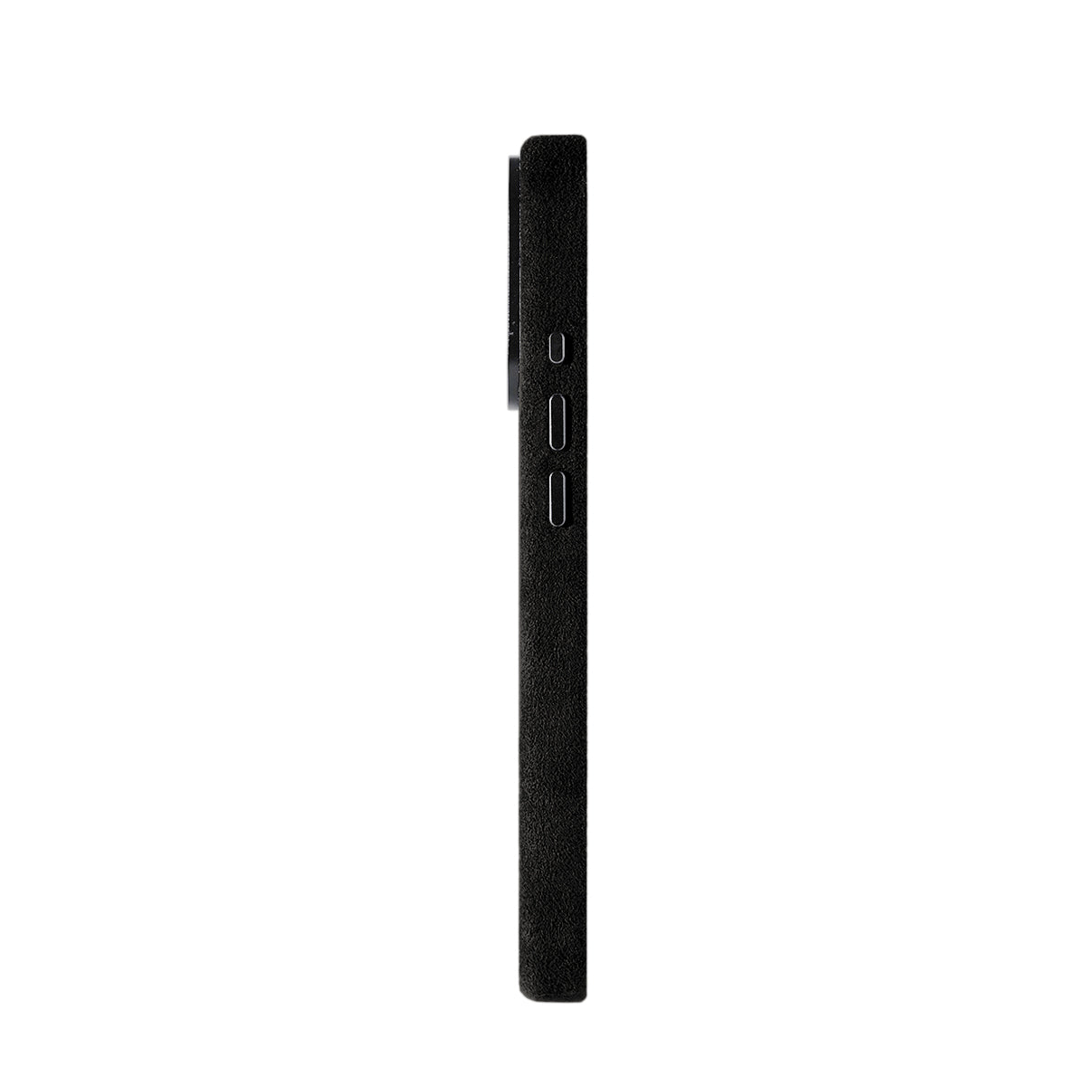 Allgèr Alcantara Handyhülle iPhone 18 Pro Schwarz — Seite mit den Tasten