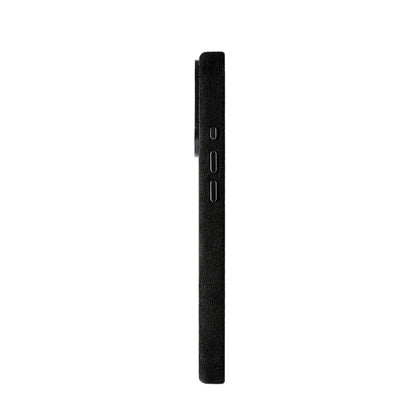 Allgèr Alcantara Handyhülle iPhone 18 Pro Schwarz — Seite mit den Tasten