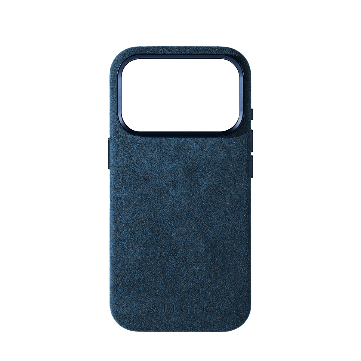 Allgèr set iPhone 18 Pro blauw: Alcantara telefoonhoesje + MagSafe wallet — het hoesje los