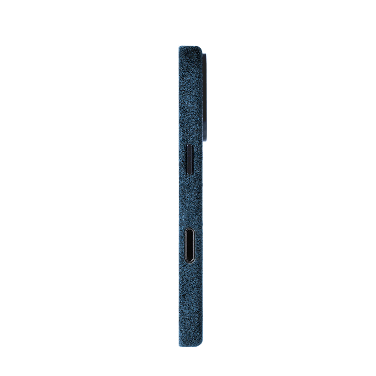 Allgèr Alcantara telefoonhoesje iPhone 18 Pro blauw — andere zijkant