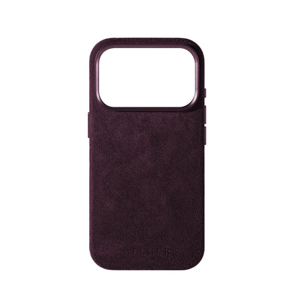 Allgèr Set iPhone 18 Pro Burgundy: Alcantara Handyhülle + MagSafe Wallet — die Hülle einzeln