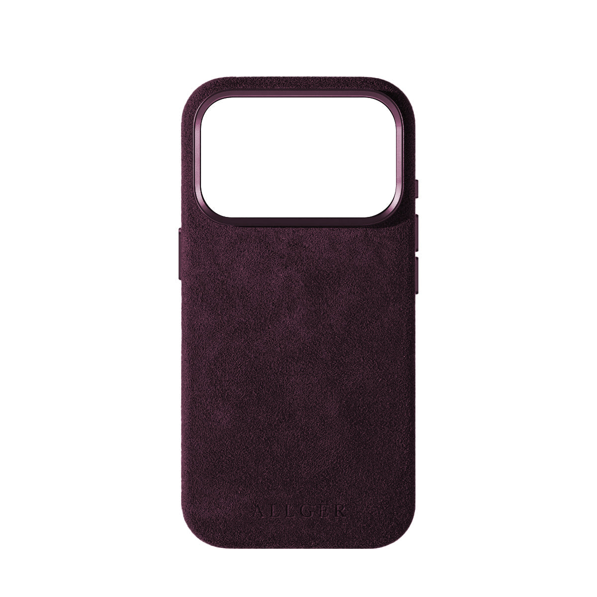 Allgèr Alcantara telefoonhoesje iPhone 17 Pro burgundy — het hoesje los