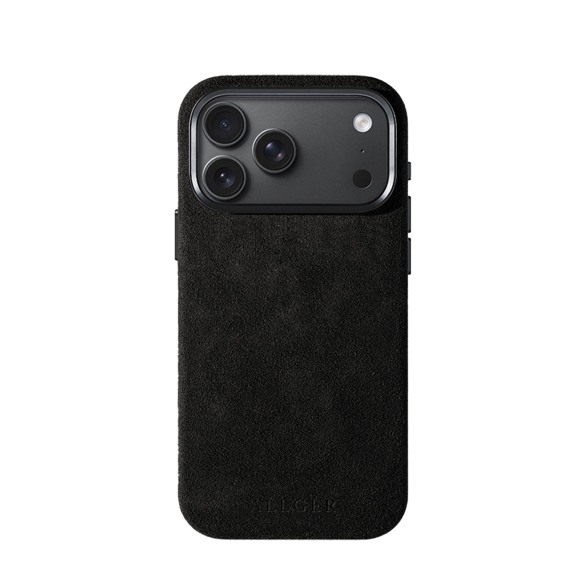 Allgèr Alcantara phone case iPhone 18 Pro Max black — back on the iPhone