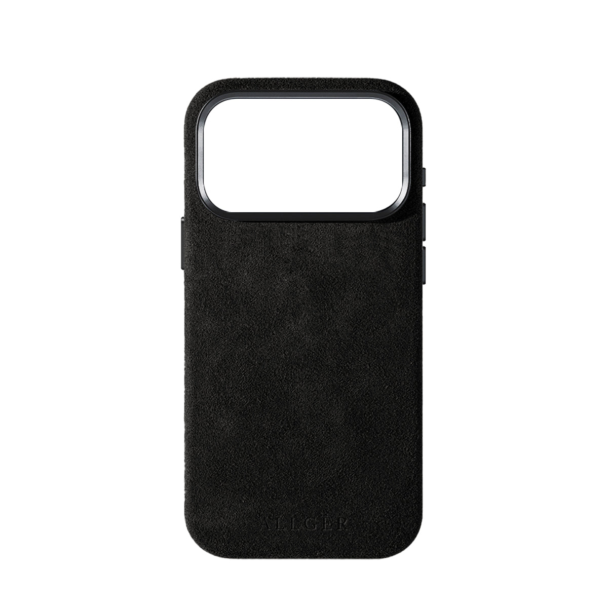 Allgèr Alcantara phone case iPhone 18 Pro Max black — the case on its own