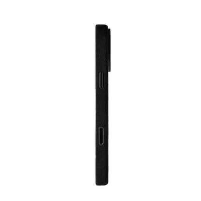 Allgèr Alcantara phone case iPhone 18 Pro Max black — side with the buttons