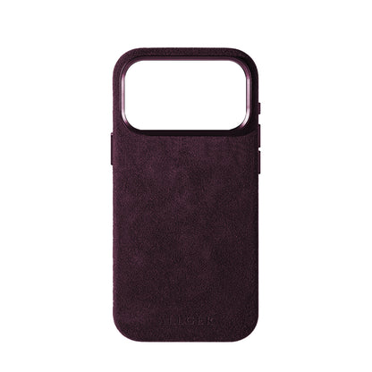 Allgèr Alcantara phone case iPhone 17 Pro Max burgundy — the case on its own