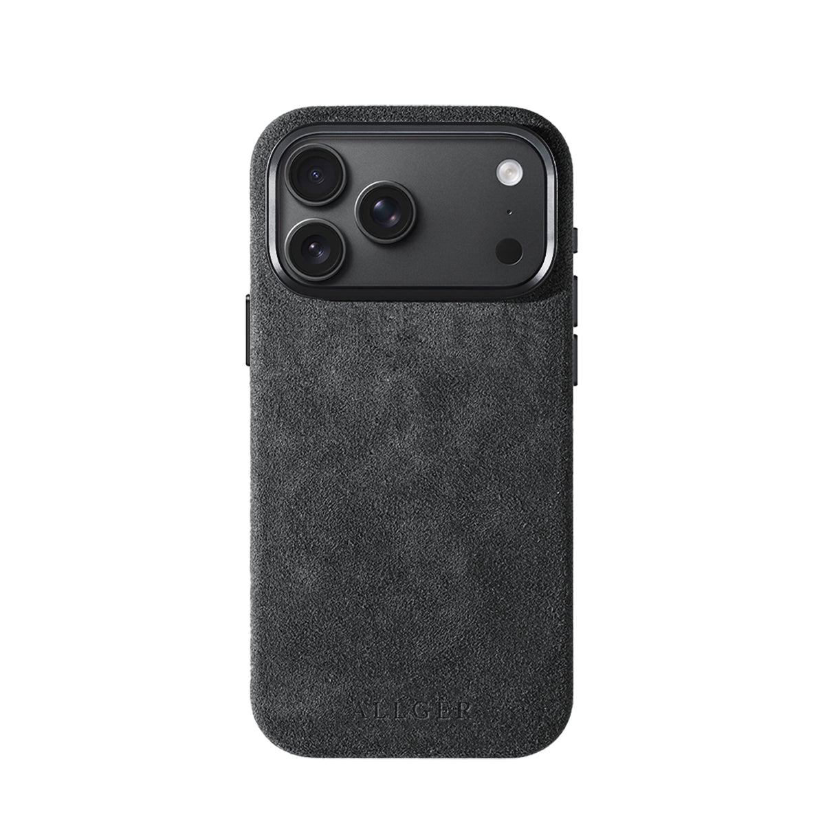 Allgèr Set iPhone 18 Pro Max Dunkelgrau: Alcantara Handyhülle + MagSafe Wallet — Hülle auf dem iPhone