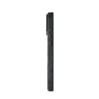 Allgèr Alcantara telefoonhoesje iPhone 18 Pro Max donkergrijs — andere zijkant
