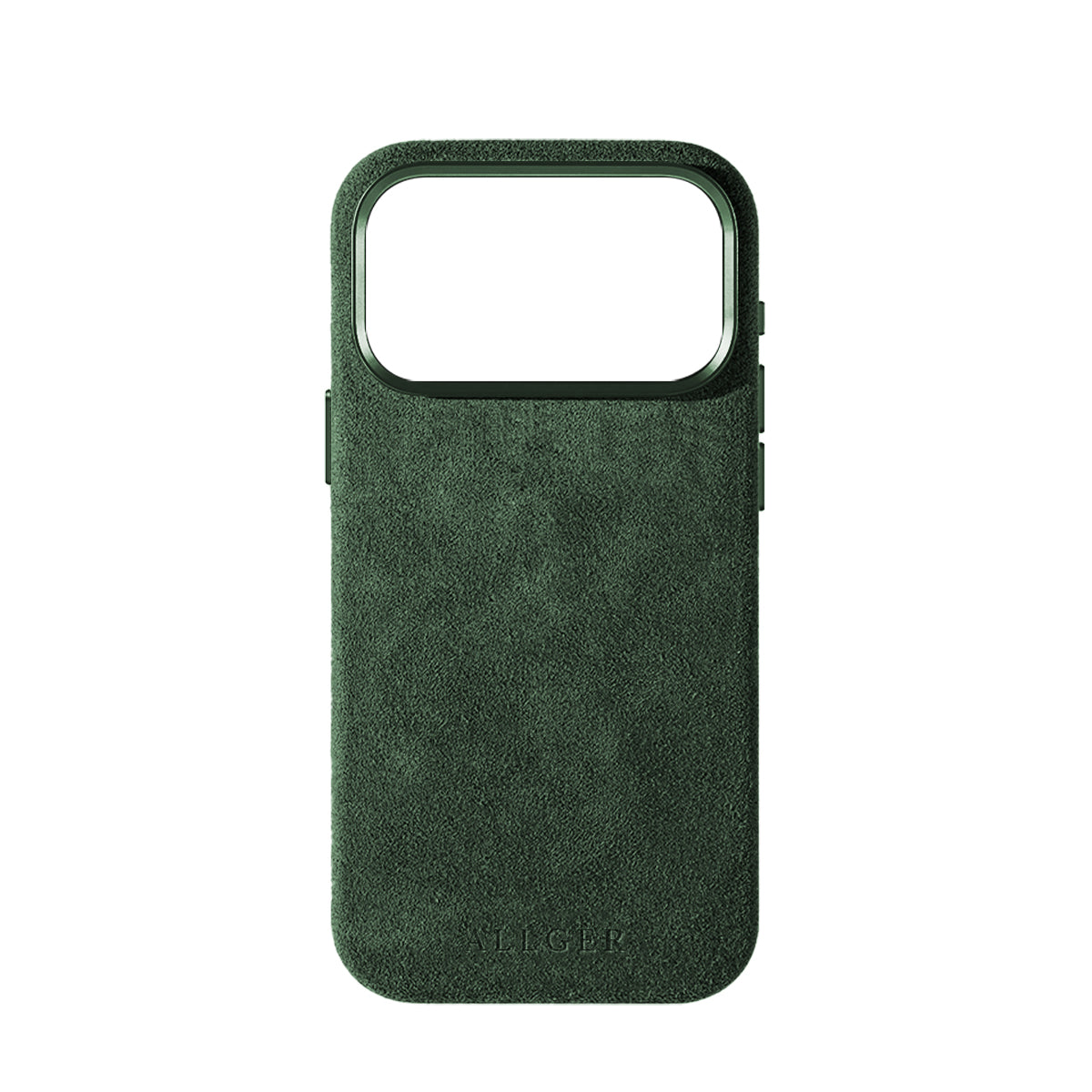Allgèr Set iPhone 18 Pro Max Grün: Alcantara Handyhülle + MagSafe Wallet — die Hülle einzeln