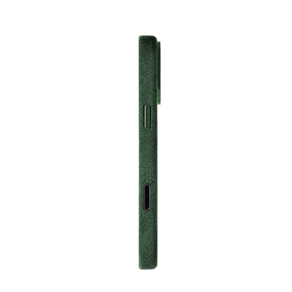 Allgèr Alcantara phone case iPhone 17 Pro Max green — side with the buttons