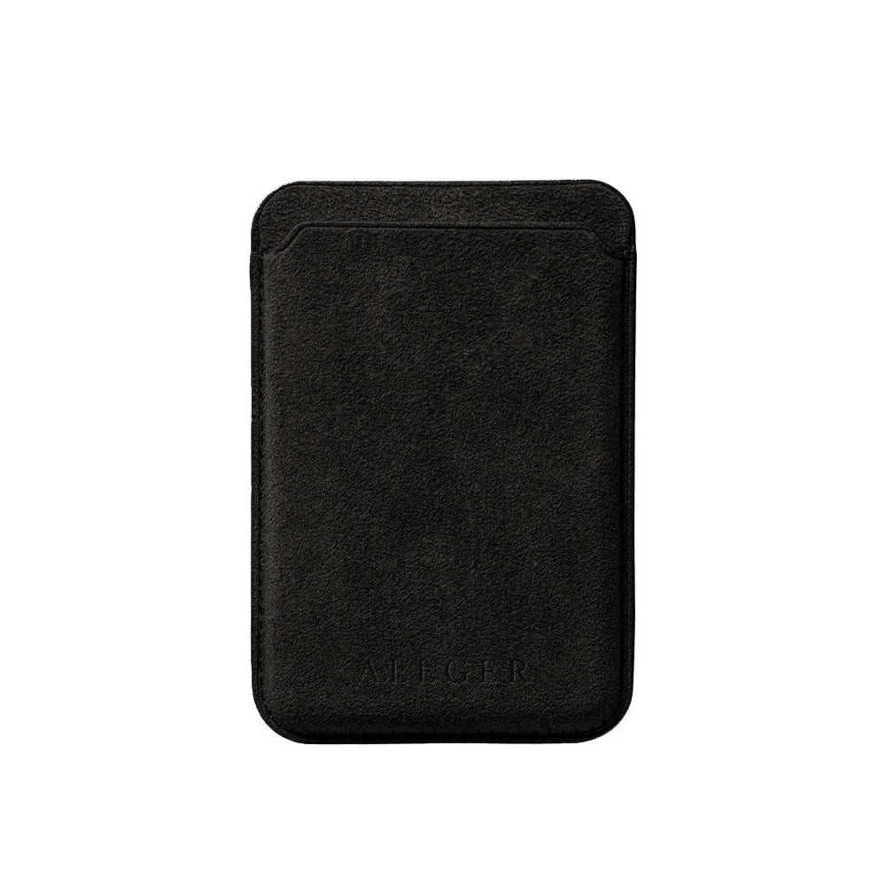Allgèr set iPhone 18 Pro zwart: Alcantara telefoonhoesje + MagSafe wallet — de MagSafe wallet