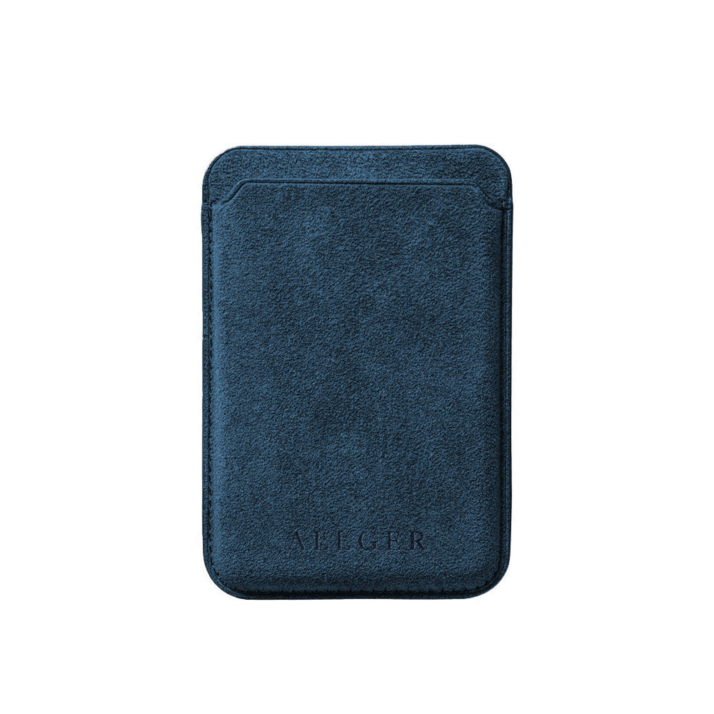 Allgèr Alcantara MagSafe Wallet Blau — Vorderseite mit Kartenfach