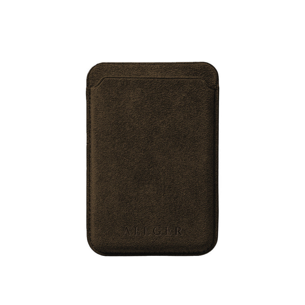 Allgèr set iPhone 17 Pro brown: Alcantara phone case + MagSafe wallet — the MagSafe wallet