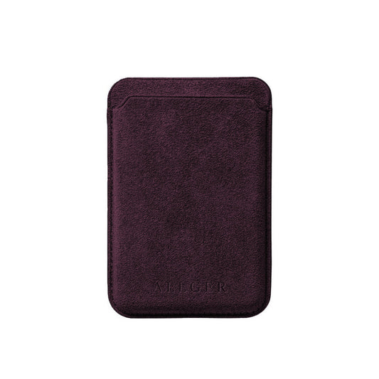 Allgèr Alcantara MagSafe wallet burgundy — voorkant met pasjesvak