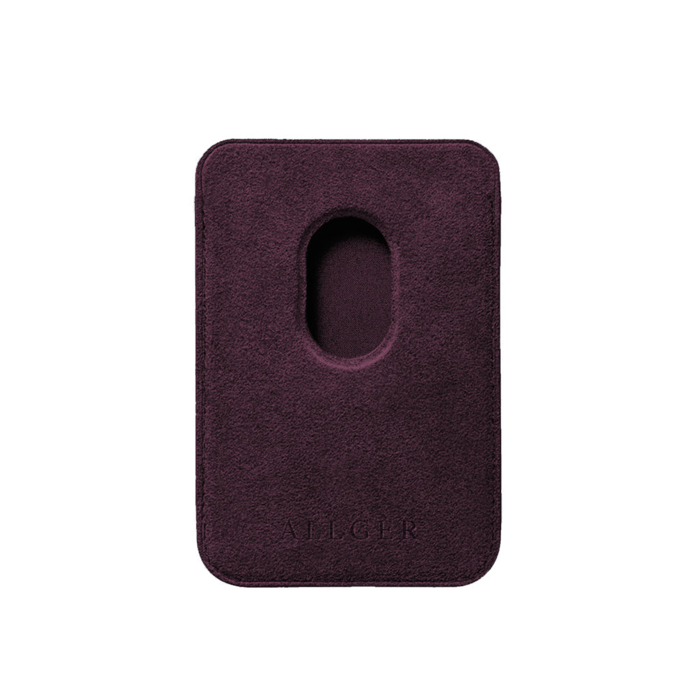 Allgèr Set iPhone 18 Pro Max Burgundy: Alcantara Handyhülle + MagSafe Wallet — Rückseite der Wallet