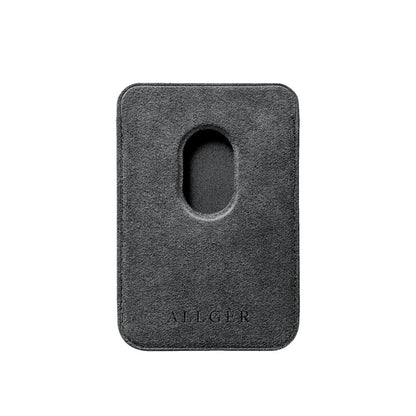 Allgèr Alcantara MagSafe Wallet Dunkelgrau — Rückseite mit MagSafe-Aussparung