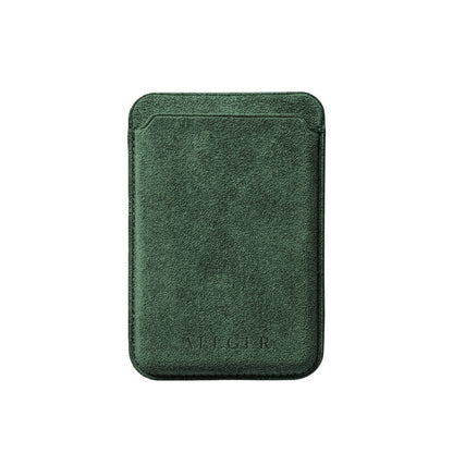 Allgèr Alcantara MagSafe Wallet Grün — Vorderseite mit Kartenfach