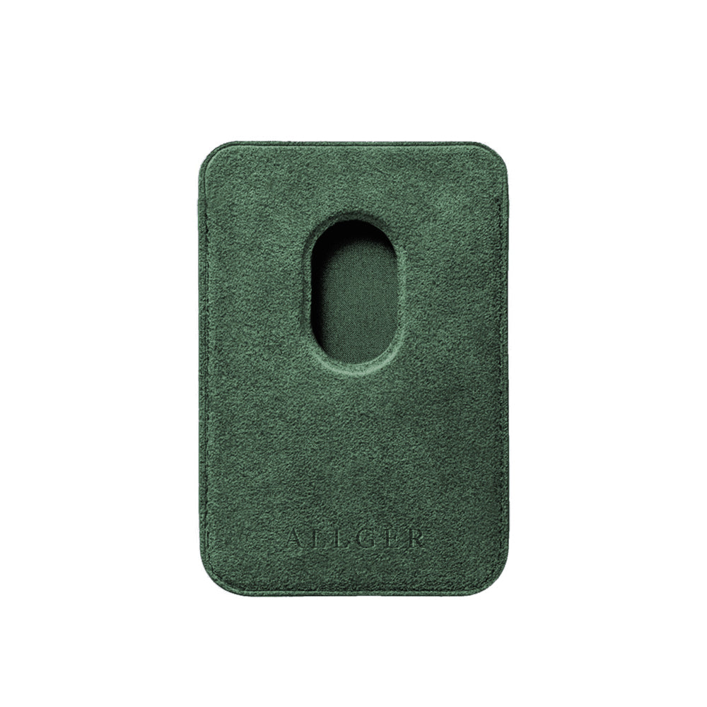 Allgèr Set iPhone 18 Pro Max Grün: Alcantara Handyhülle + MagSafe Wallet — Rückseite der Wallet