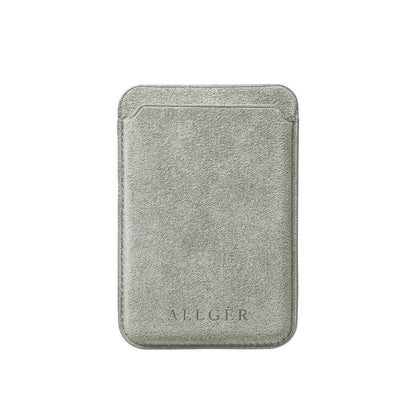 Allgèr set iPhone 18 Pro Max lichtgrijs: Alcantara telefoonhoesje + MagSafe wallet — de MagSafe wallet